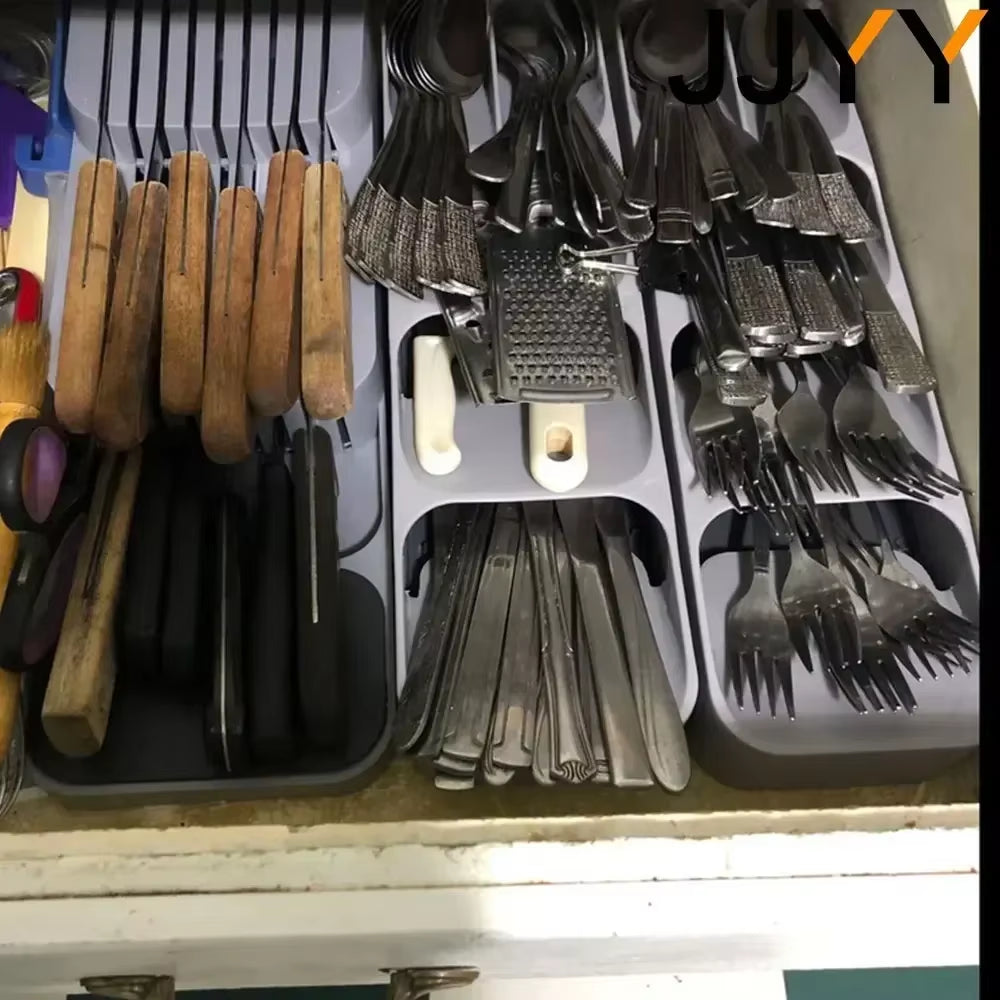 JJYY New Practical Drawer Organizer Knives Separation Finishing Storage Box Knife Organizer Kitchen Accessories Organizer