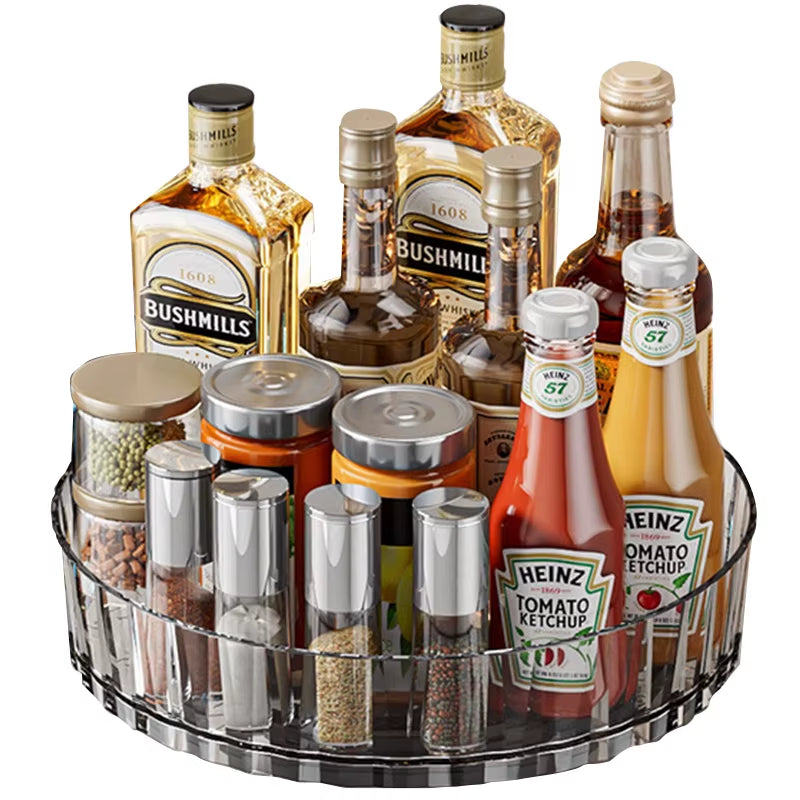 360° Rotating Plastic Storage Rack Bathroom Storage Organizer Kitchen Snack Food Oil Seasoning Bottle Storage Rack Fruit Tray