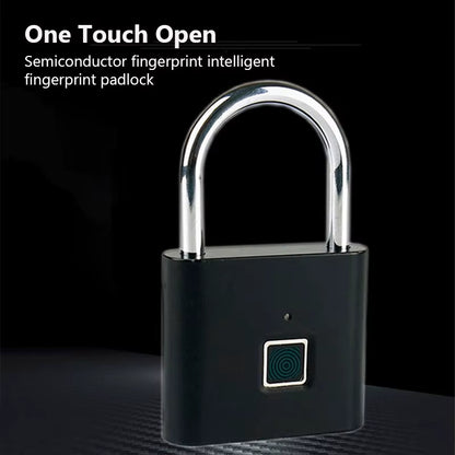 Keyless Smart USB Charging Fingerprint Lock Smart Padlock Waterproof Door Lock 0.3Sec Unlock Portable Anti-Theft Padlock Zinc