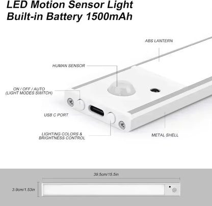 Wireless LED Night Light Motion Sensor USB Rechargeable for Kitchen Cabinet Night Light Wardrobe Desk Lamp Room Decor