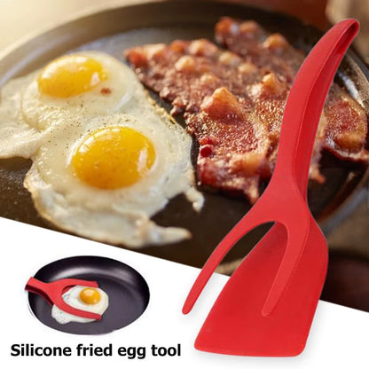 2 in 1 Nylon Grip Flip Tongs Egg Spatula Tongs Steak Spatula Tongs Clamp Pancake Fried Turners Kitchen Accessories