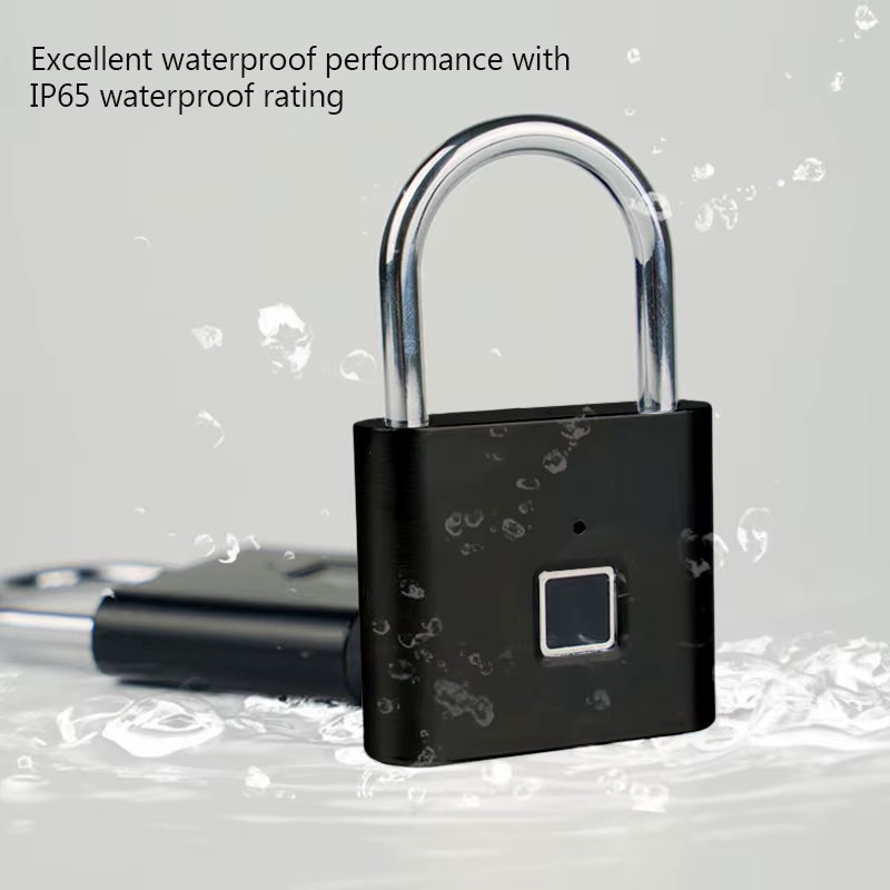 Keyless Smart USB Charging Fingerprint Lock Smart Padlock Waterproof Door Lock 0.3Sec Unlock Portable Anti-Theft Padlock Zinc