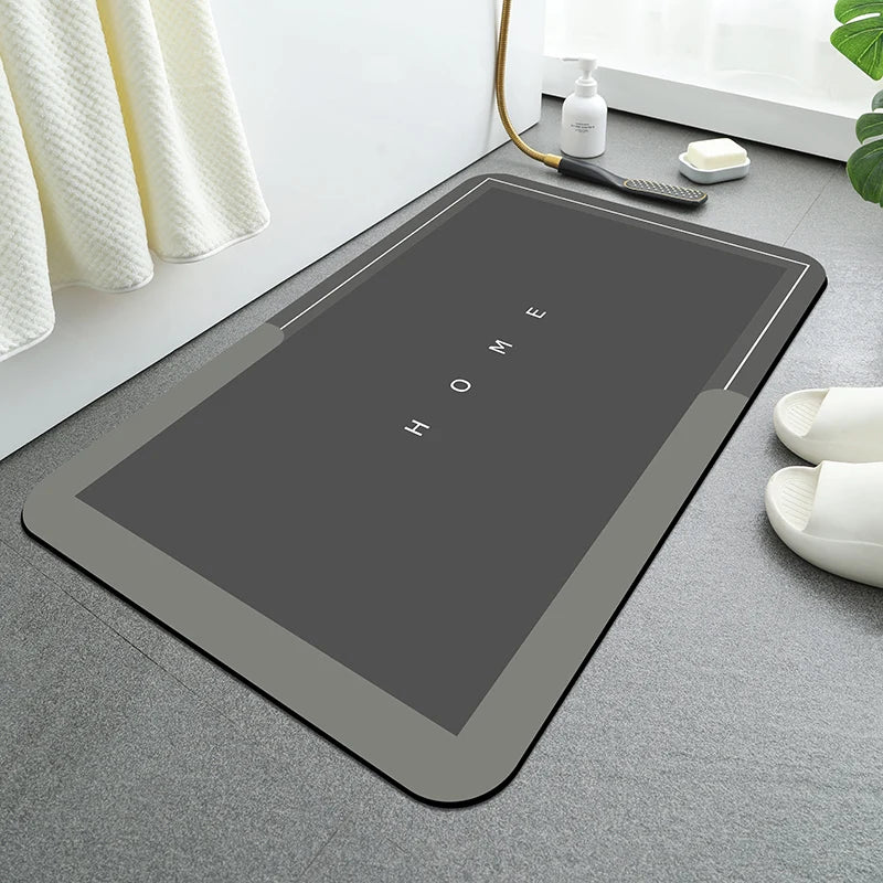 Mecko Ultra Absorbent Quick Dry Bath Mat - 24"x48" Thin Cloth Style, Non-Slip Rubber Back (Black)