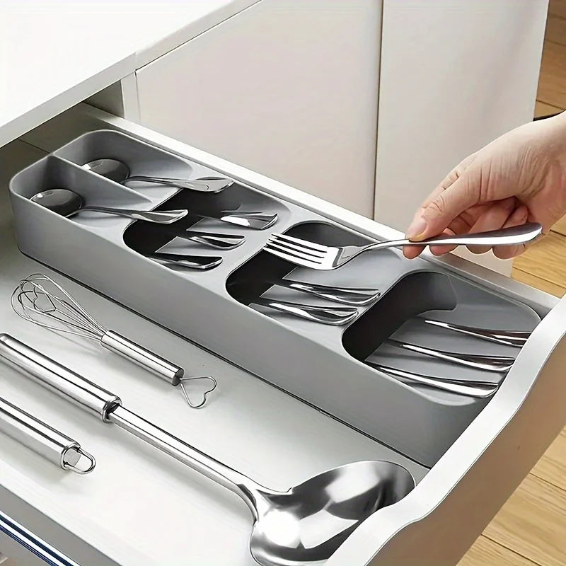 Multifunctional Knife Fork Compartment Storage Box Cutlery Spoon Box Fork Divider Organizer Kitchen Drawer Storage Box Tray