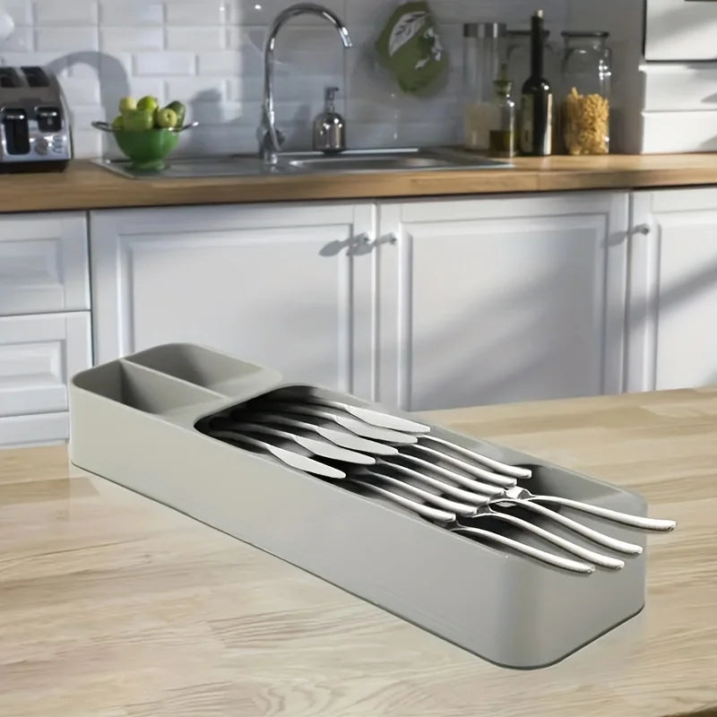 Multifunctional Knife Fork Compartment Storage Box Cutlery Spoon Box Fork Divider Organizer Kitchen Drawer Storage Box Tray
