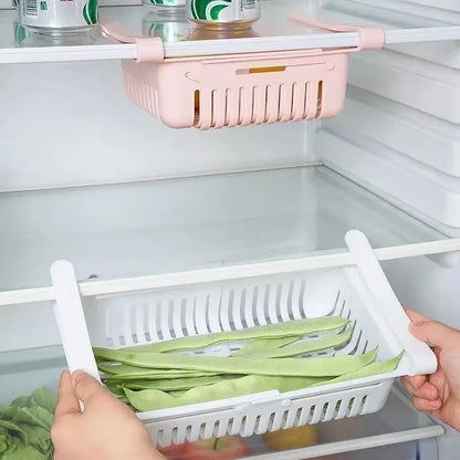 Flexible Expandable Refrigerator Storage Basket Rack Containe Organizer Drawer for Kitchen Freezer Fridge Fresh Food Storage Box