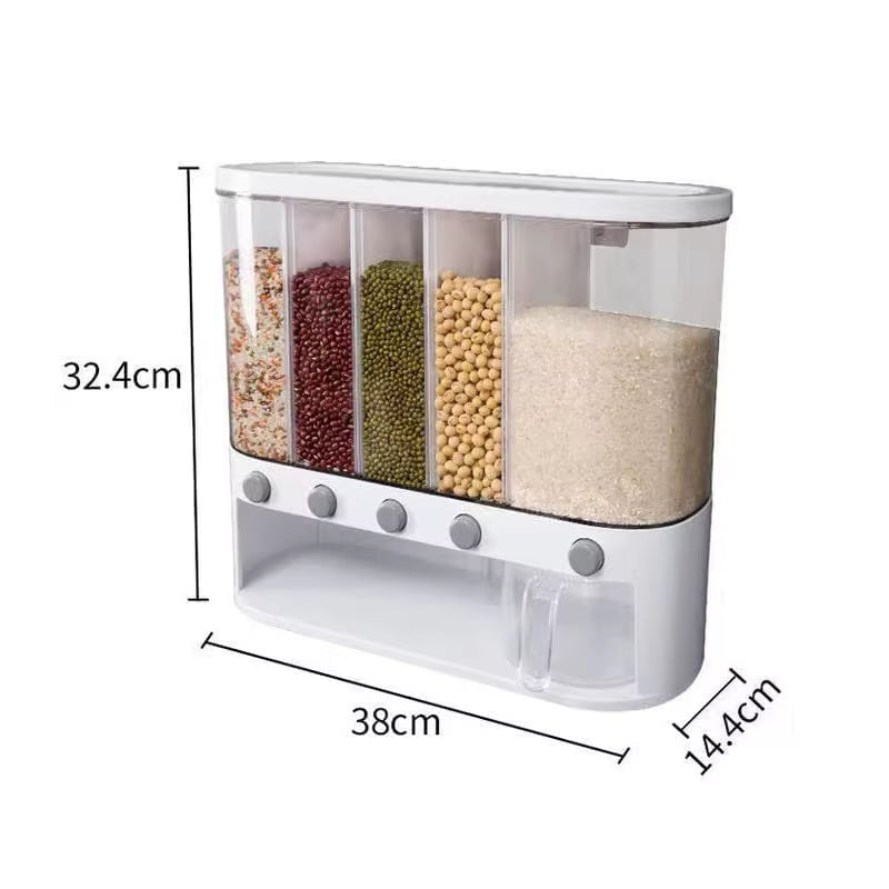 Wall Clear Cereal Dispenser Plastic Transparent Grain Storage Holder Rice Tank Bucket Sealed Jar Container Kitchen Organizer