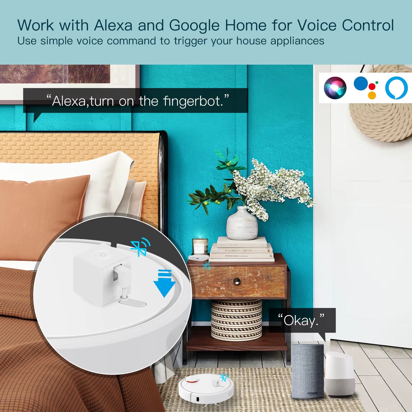 Moes Tuya Fingerbot Button Pusher New Bluetooth Finger Robot Smart Life App Automatic Switch Voice Control Alexa Google Home