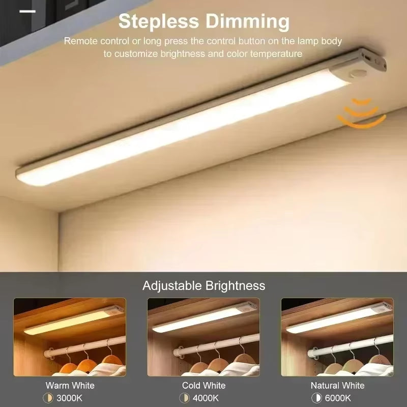 Wireless LED Night Light Motion Sensor USB Rechargeable for Kitchen Cabinet Night Light Wardrobe Desk Lamp Room Decor