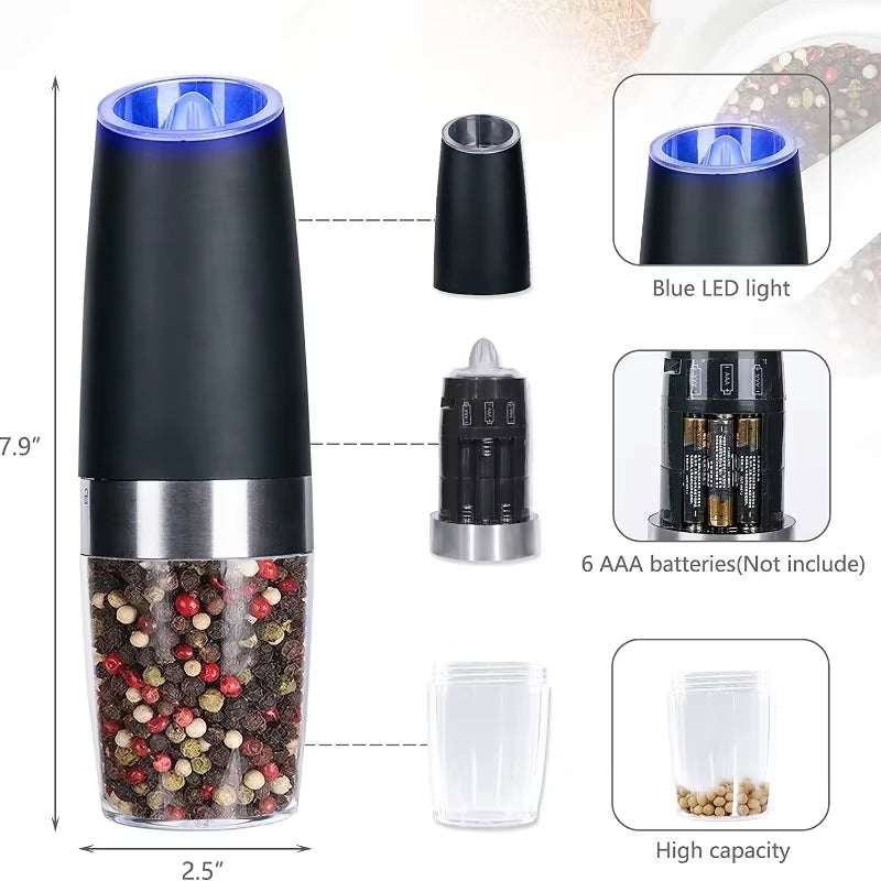  Automatic Gravity Sensing Salt Grinder