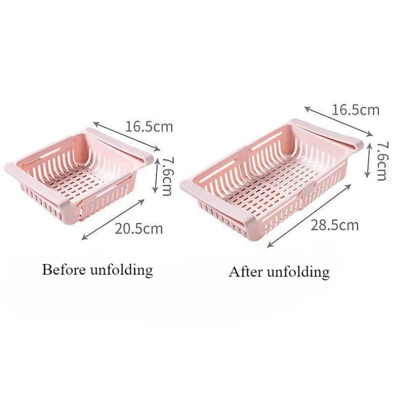 Flexible Expandable Refrigerator Storage Basket Rack Containe Organizer Drawer for Kitchen Freezer Fridge Fresh Food Storage Box