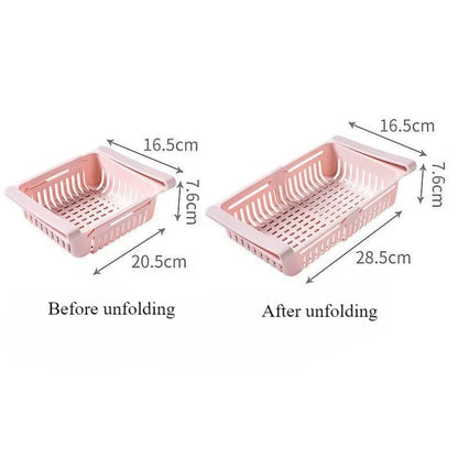 Flexible Expandable Refrigerator Storage Basket Rack Containe Organizer Drawer for Kitchen Freezer Fridge Fresh Food Storage Box